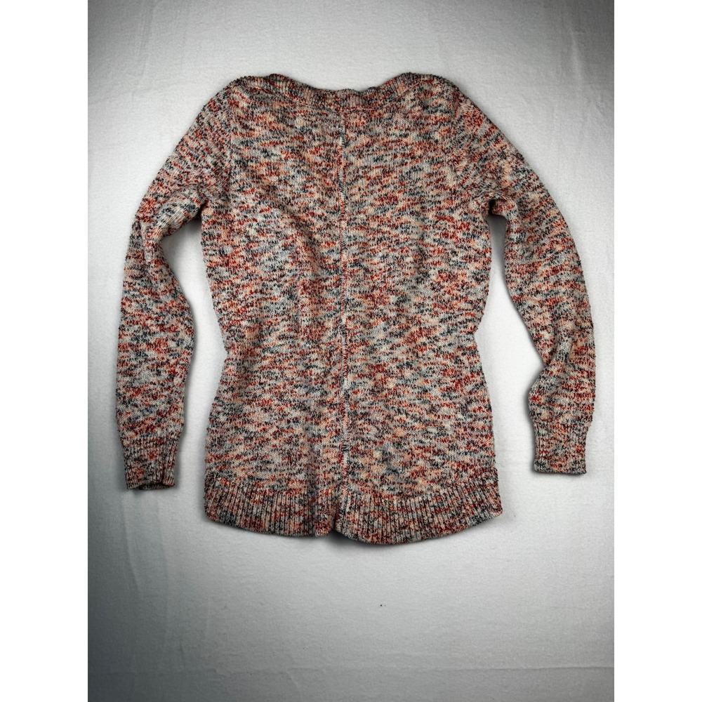 LOFT Womens Space Dye Crew Neck Sweater Red Blue White Marled Knit Size M - Picture 7 of 7